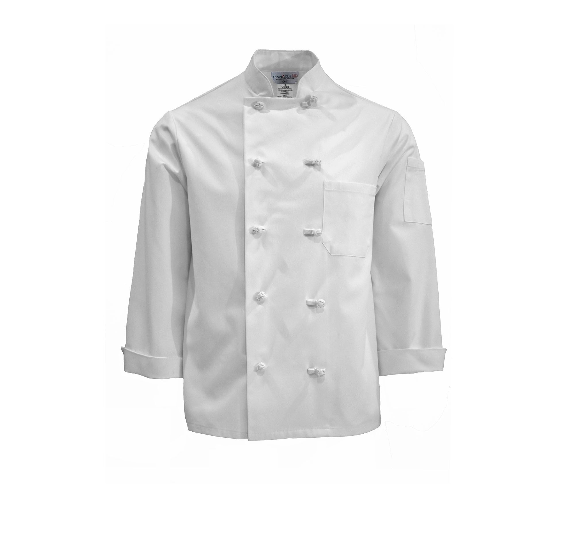 C330-CHEF COAT, 10 KNOT BUTTONS, SPUN POLY
